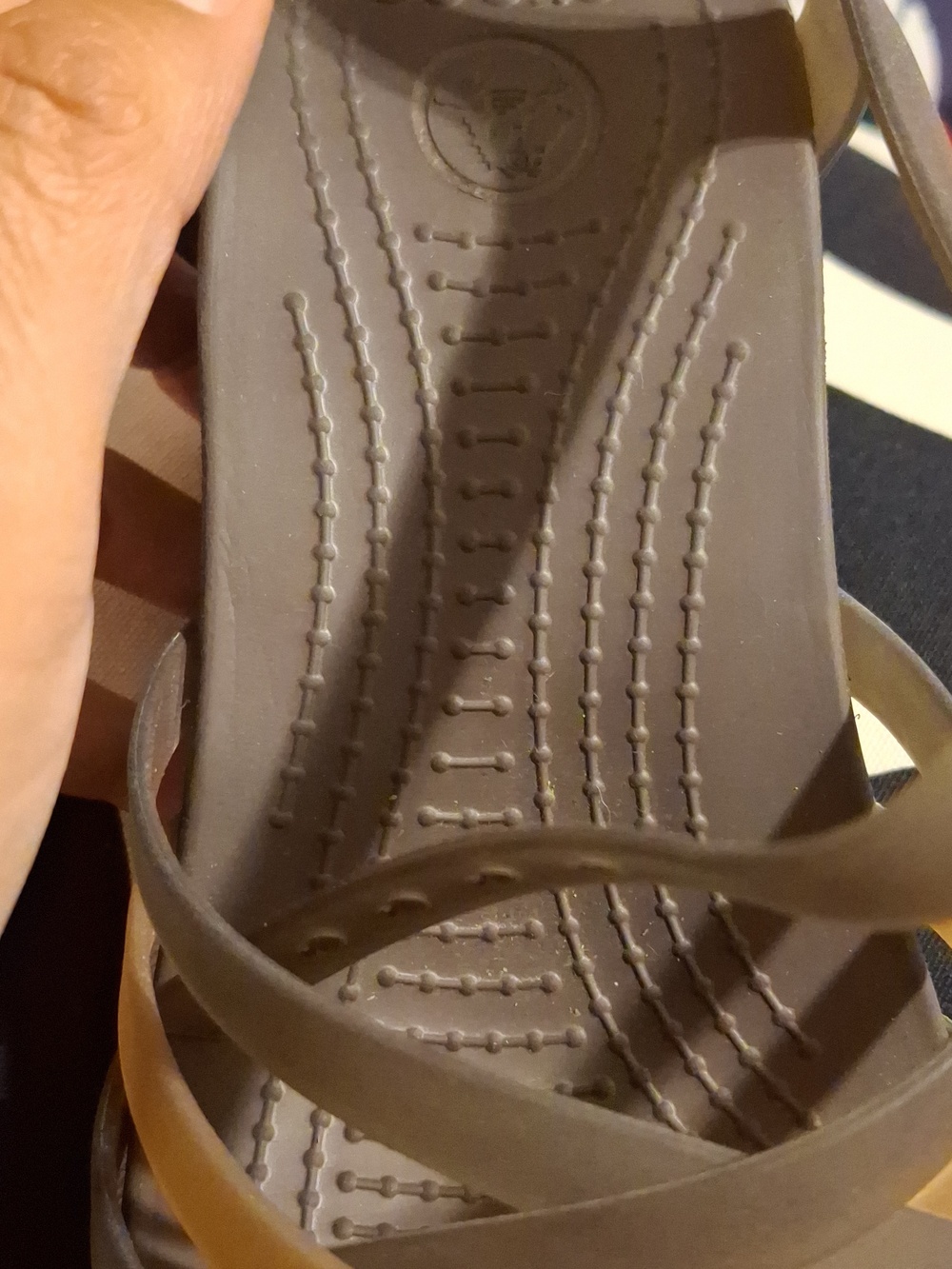 CROCS Brown and Tan Strappy Wedge Sandals - Picture 5 of 5